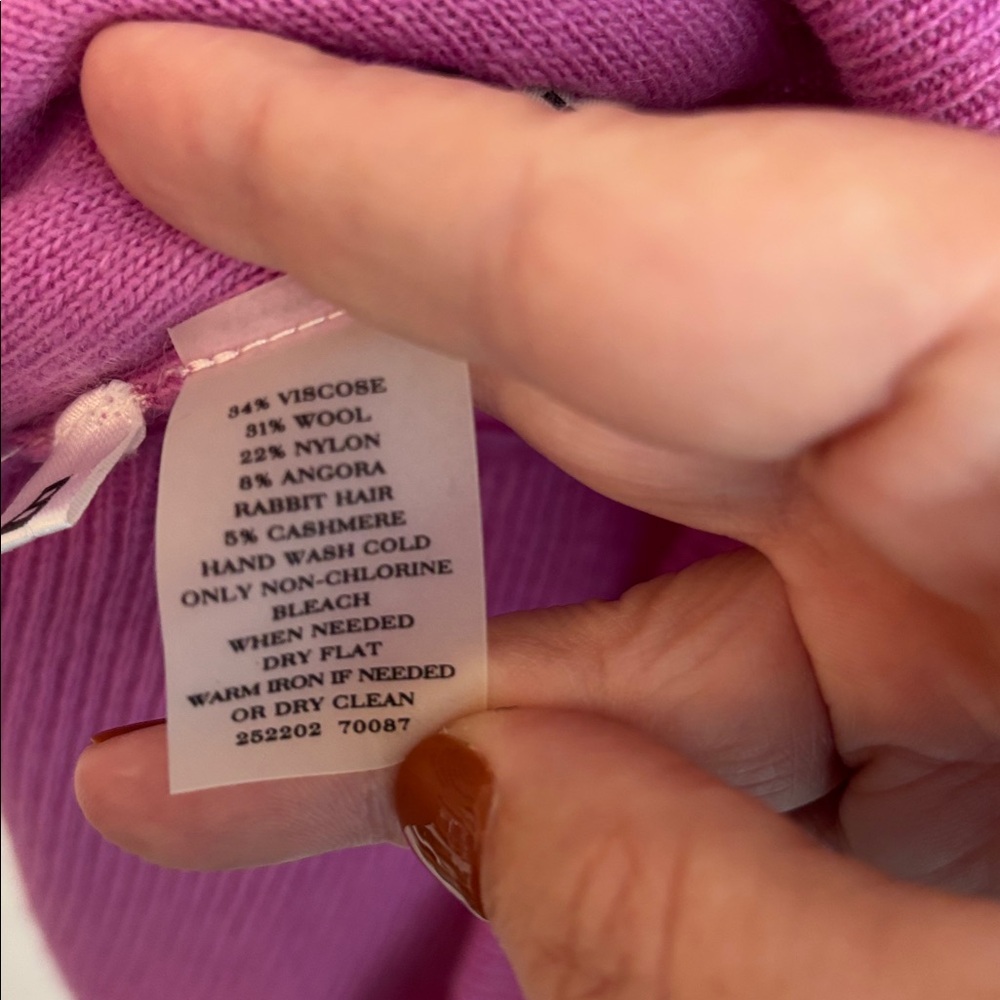 Ann Taylor Cowl neck Magenta wool angora rabbit hair cashmere Sweater small NWT - Picture 9 of 13